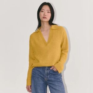 Everlane Oversized Polo Sweater in Alpaca Golden Yellow Size Large